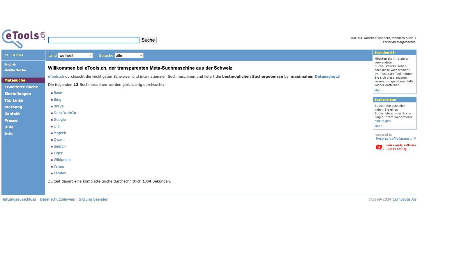 Startseite Suchmaschine eTools