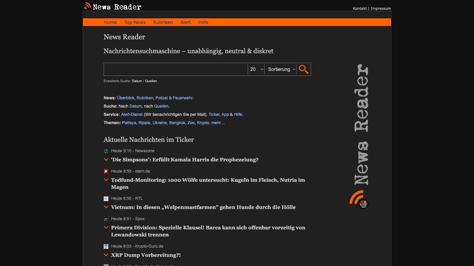 Startseite Suchmaschine News Reader