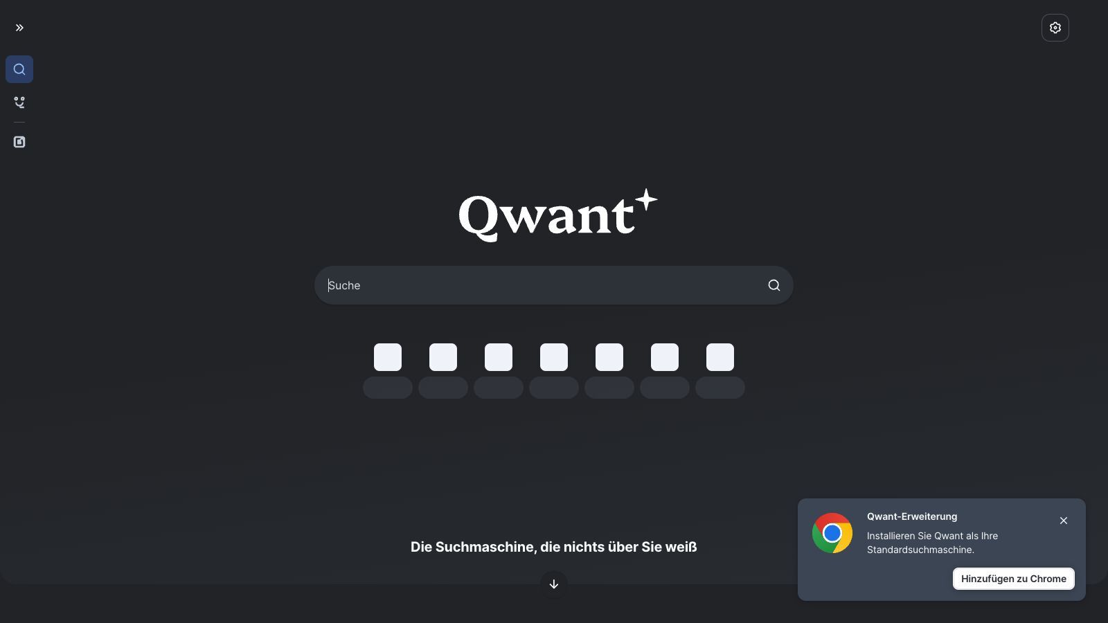 Startseite Suchmaschine Qwant