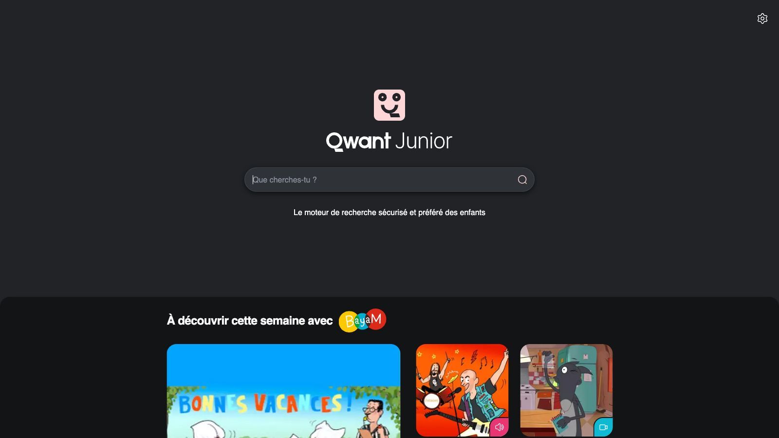 Startseite Suchmaschine Qwant Junior