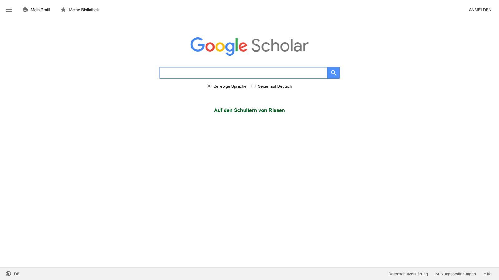 Startseite Suchmaschine Google Scholar