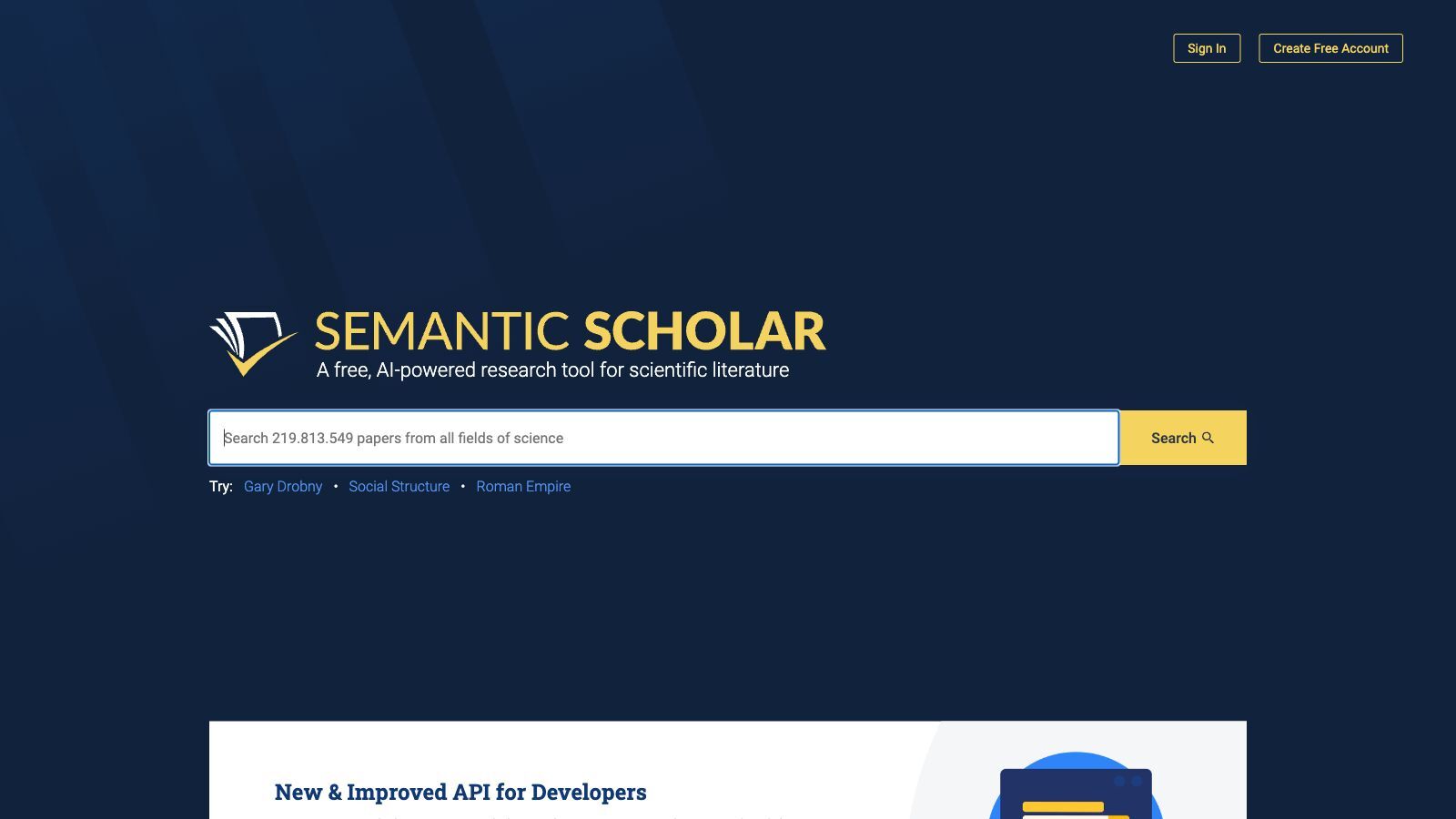 Startseite Suchmaschine Semantic Scholar