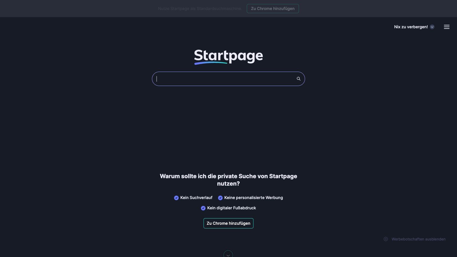 Startseite Suchmaschine Startpage